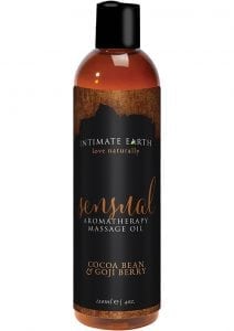 Intimate Earth Sensual Aromatherapy Massage Oil Cocoa Bean and Goji Berry 4 Ounce
