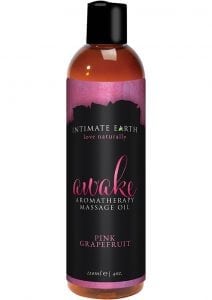 Intimate Earth Awake Aromatherapy Massage Oil Pink Grapefruit 4 Ounce