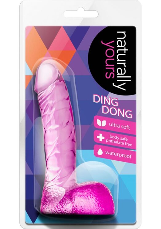 Naturally Yours Ding Dong Jelly Dildo With Balls Waterproof Pink