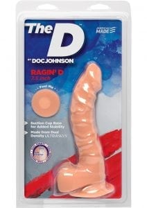 The D Raging D Dual Density Ultraskin Realistic Dong With Balls Vanilla 7 Inch
