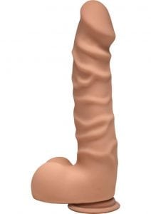 The D Raging D Dual Density Ultraskin Realistic Dong With Balls Caramel 7 Inch