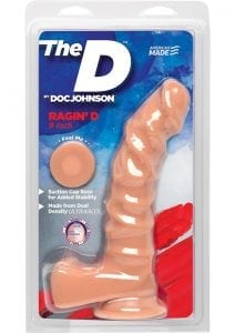 The D Raging D Dual Density Ultraskin Realistic Dong With Balls Vanilla 9 Inch