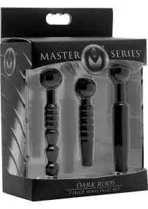 Master Series Dark Rods 3 Piece Penis Plug Set Silicone Black