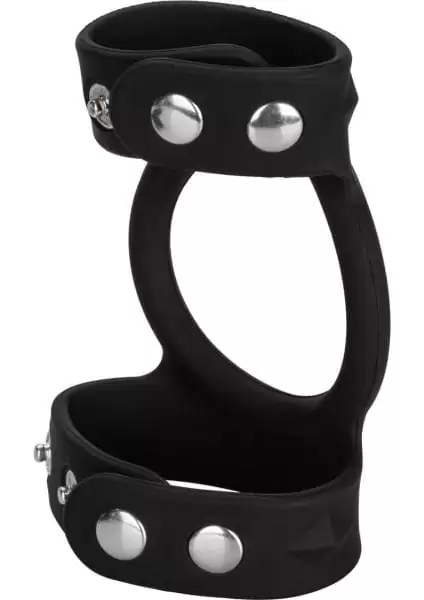 Silicone Tri-Snap Cock and Ball Cage Black