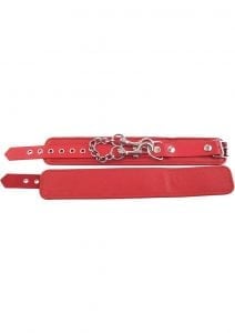 Rouge Plain Leather Ankle Cuffs Red