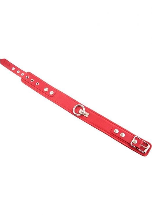 Rouge Plain Leather Collar Red