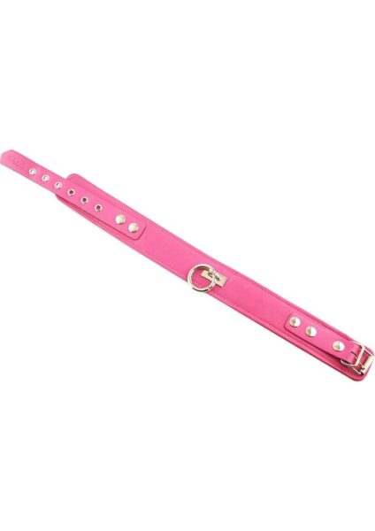 Rouge Plain Leather Collar Pink