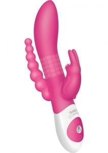 The Beaded D.P. Rabbit Silicone Double Penetration Vibe  Pink