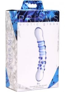 Prisms Erotic Glass Blu Dual Ended Glass Dildo Clear And Blue