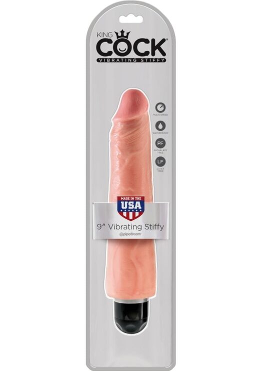 King Cock Vibrating Stiffy Realistic Dildo Waterproof Flesh 9 Inch