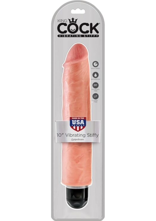 King Cock Vibrating Stiffy Realistic Dildo Waterproof Flesh 10 Inch