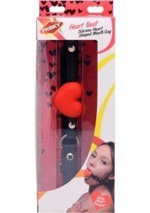 Frisky Heart Beat Silicone Heart Shaped Mouth Gag With Adjustable Strap Red And Black