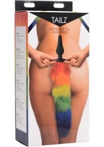 Tailz Rainbow Tail Silicone Anal Plug Multicolor Fur 18 Inch