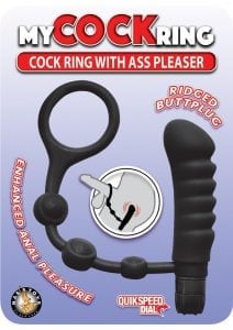 My Cock Ring Silicone Cock Ring With Ass Pleaser Waterproof Black