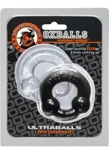 Ultraballs 2 Pack Cockring Back And Clear