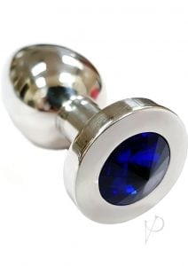 Rouge Jewelled Anal Butt Plug Medium Stainless Steel Royal Blue Jewel