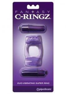 Fantasy C-Ringz Duo-Vibrating Super Ring With Clitoral Stimulation Waterproof Purple