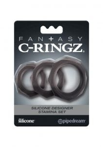 Fantasy C Ringz Silicone Stamina Set Black 3 Sizes Per Set