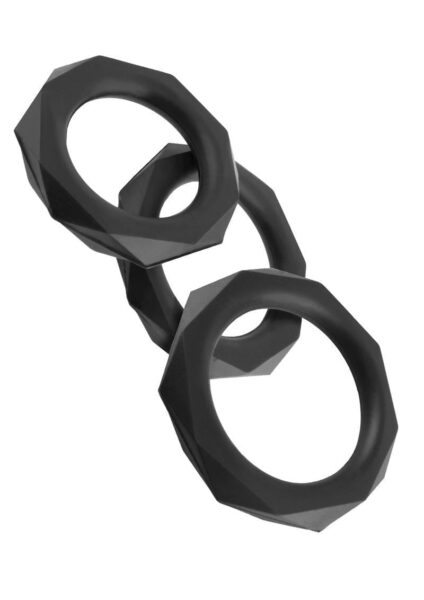 Fantasy C Ringz Silicone Stamina Set Black 3 Sizes Per Set