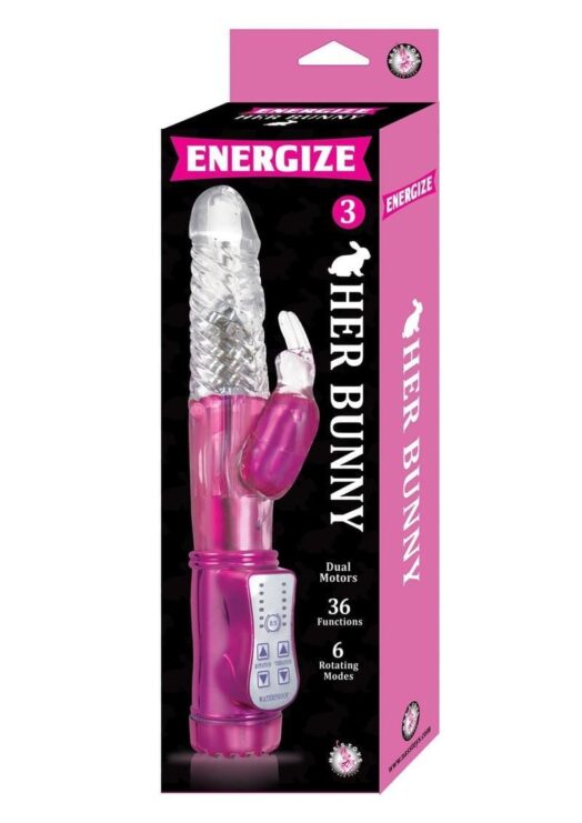 Energize Her Bunny 3 Vibe Waterproof Pink 9 Inch