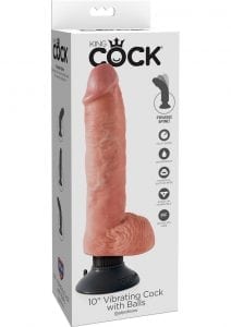 King Cock 10 Inch Vibrating Cock With Balls Flesh