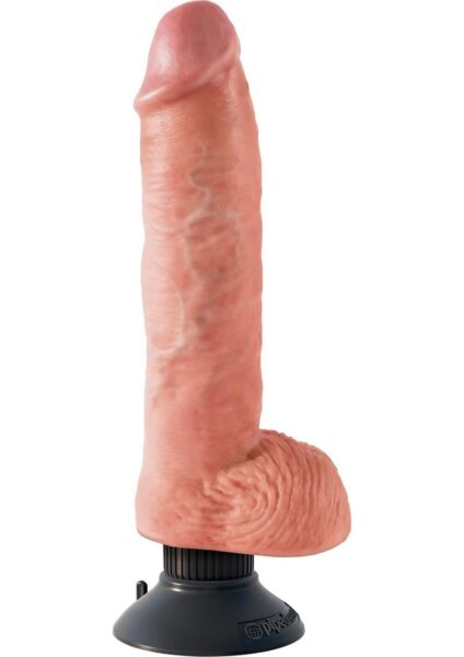 King Cock 10 Inch Vibrating Cock With Balls Flesh
