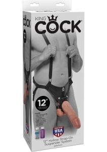 King Cock Hollow Strap-On Suspender System Black And Flesh 12 Inch