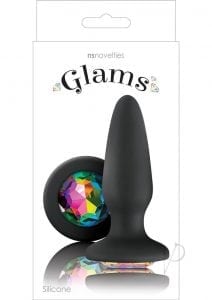 Glams Silicone Black Anal Plug Rainbow Gem