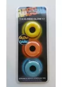 Rascal The D-Ring Glow X3 Glow In The Dark Cockrings Assorted Colors 3 Each Per Set