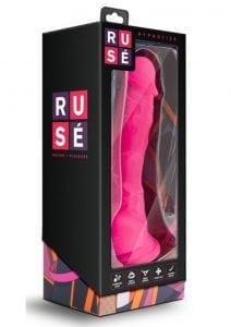 Ruse Hypnotize Silicone Dildo With Balls Hot Pink 7.5 Inch