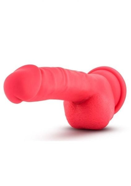 Ruse Shimmy Silicone Dildo With Balls Cerise 8.75 Inch