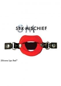 Sex And Mischief Silicone Lips Open Mouth Gag Red