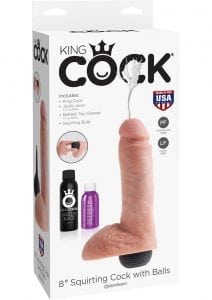 King Cock 8 Squirtin Cock W/balls Flesh