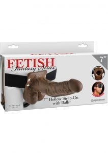 Fetish Fantasy Series Hollow Strap-On Dong With Balls Brown 7 Inch