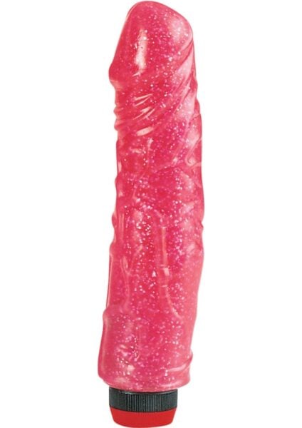 Hot Pinks Devil Dick Jelly Realistic Vibrator Glitter Pink  8.5 Inch