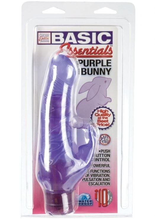 Basic Essentials Pink Bunny 10 Functions Waterproof 5.5 Inch Purple
