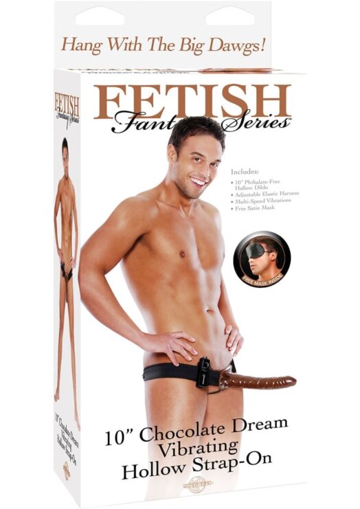 Fetish Fantasy Series Chocolate Dream Vibrating Hollow Strap On Brown 10 Inch