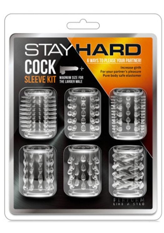 Stay Hard Cock Sleeve Kit Clear 6 Pack