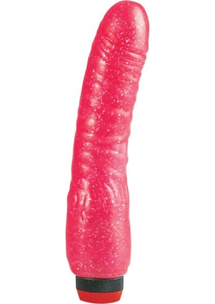 Hot Pinks Curved Penis Jelly Realistic Vibrator Glitter Pink 8 Inch