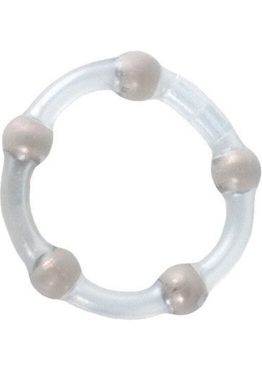 Metallic Bead Ring Silicone Cock Ring Clear