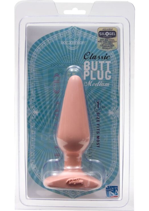 Classic Butt Plug Medium Sil A Gel 5.5 Inch Flesh