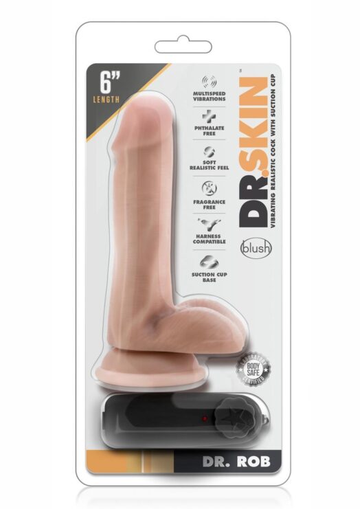 Dr. Skin Dr. Rob Wired Remote Control Vibrating Realistic Cock With Suction Cup Waterproof Vanilla 6 Inch