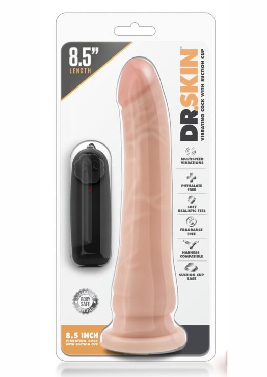 Dr. Skin Wired Remote Control Vibrating Realistic Cock With Suction Cup Waterproof Vanilla 8.5 Inch