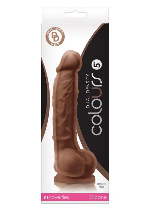 Colours Dual Density 5 Dildo Non Vibrating Brown Silicone