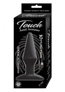 Touch Anal Arouser 10 Function USB Rechargeable Touch Activated Anal Plug Waterproof Black 5 Inches