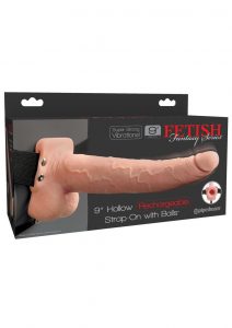 Fetish Fantasy Hollow Rechargeable Strap-On With Balls Flesh 9 Inches