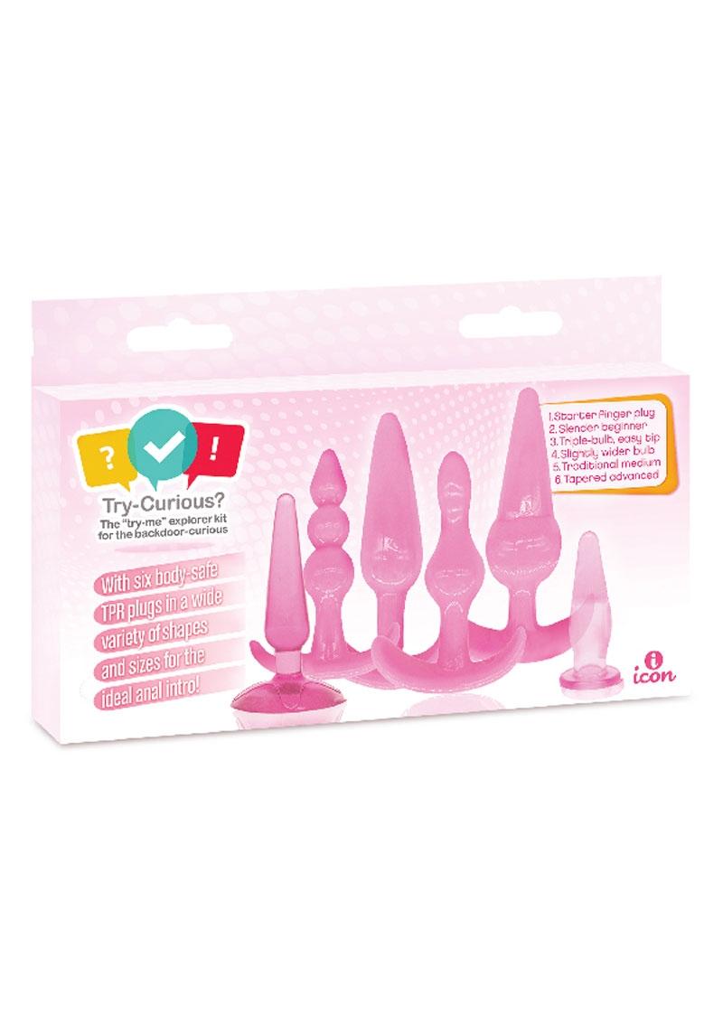 Try-Curious Anal Plugs Six Piece Starter Kit Pink | TabooAdultToys.com