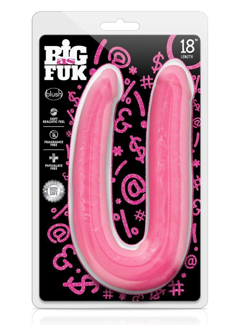 Big As Fuk Double Dildo Non Vibrating Harness Compatible Suction Cup 18  Inch Pink | TabooAdultToys.com