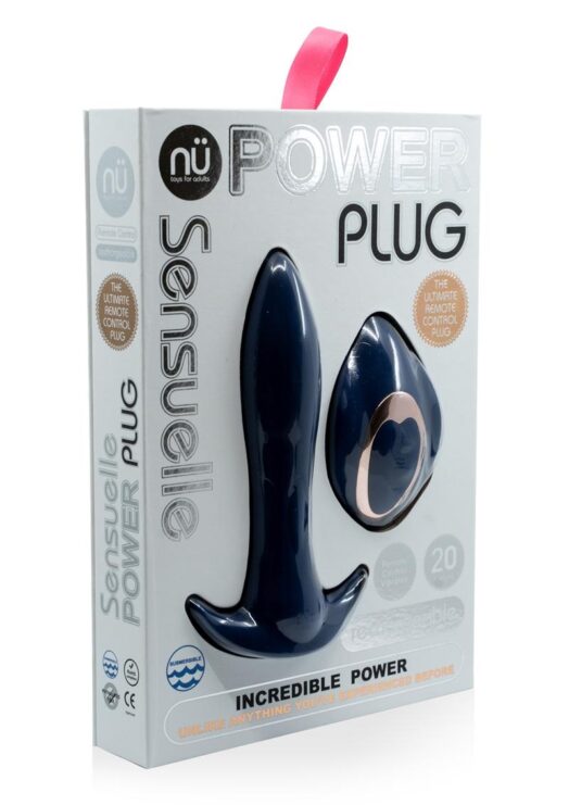 Sensuelle Power Plug Remote Control Anal Plug Rechargeable Waterproof  Vibrating Blue