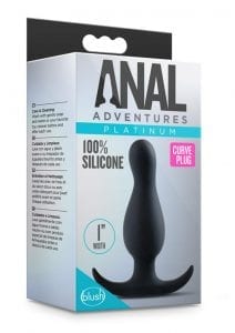 Anal Adventures Platinum Curve Anal Plug Silicone 1 Inch Width Black